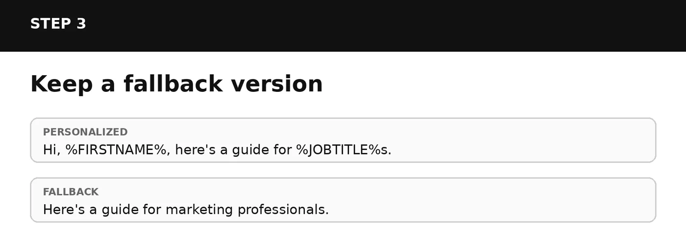 Step 3: write fallback copy that still works when personalization is not available
