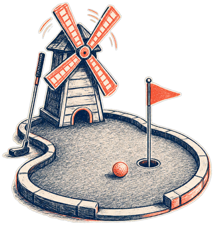A mini golf venue, illustrated.