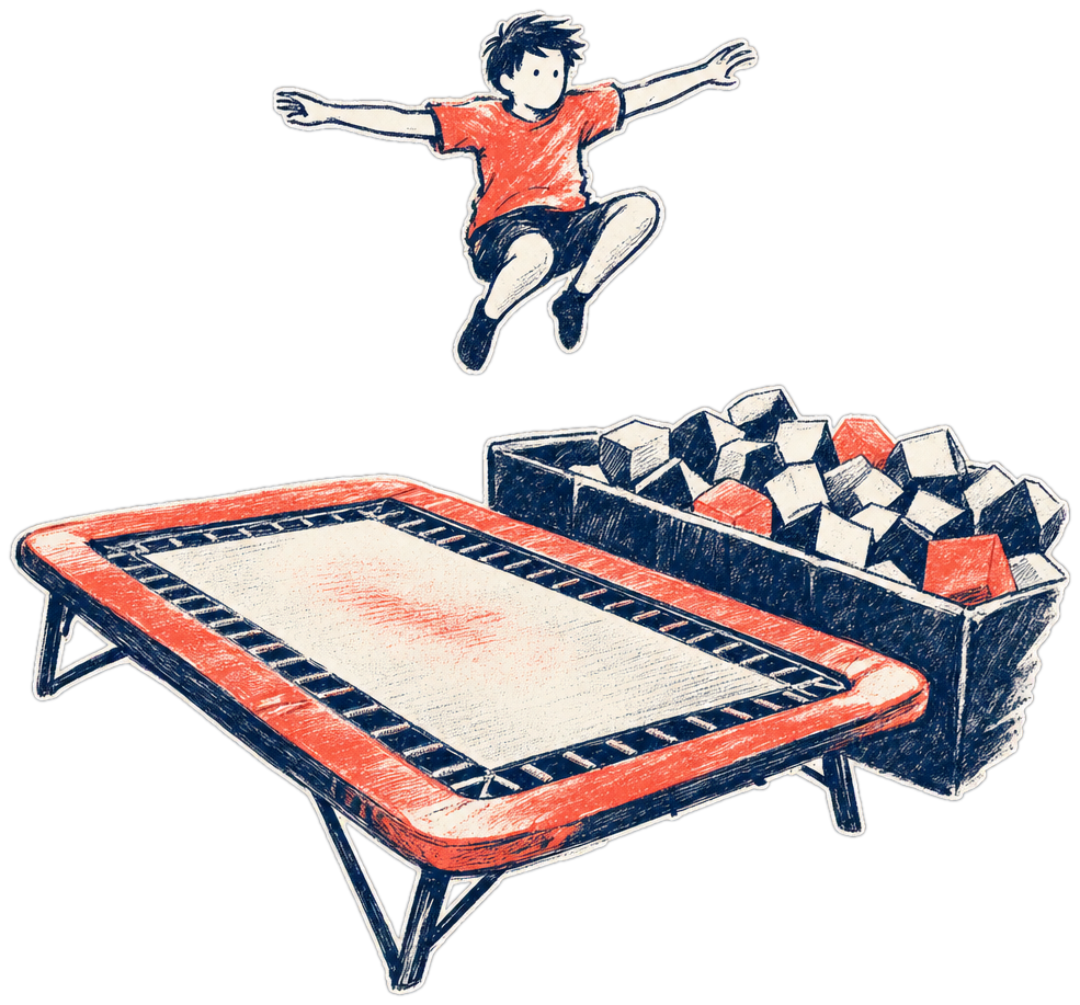 A trampoline parks venue, illustrated.