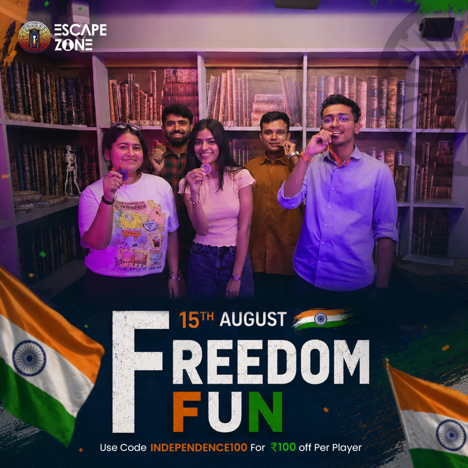 Independence Day (India) escape room Facebook ad