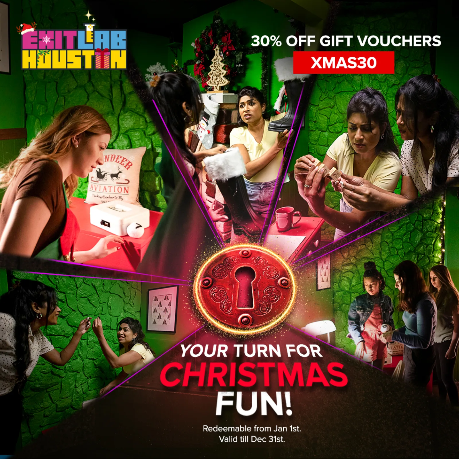 A real ad creative Massive Impact designed for an escape-room account.