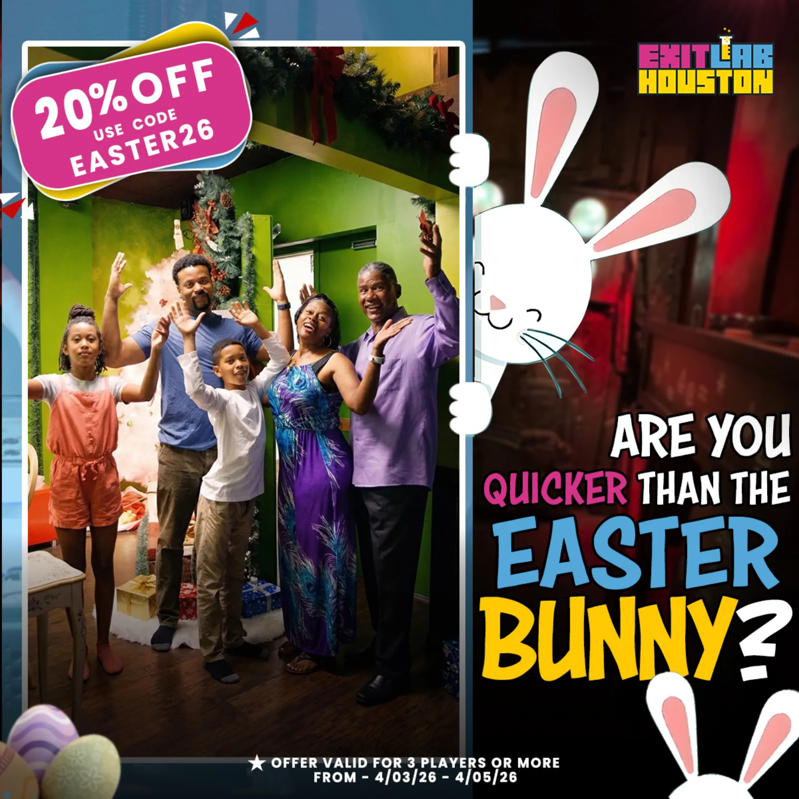 A real ad creative Massive Impact designed for an escape-room account.