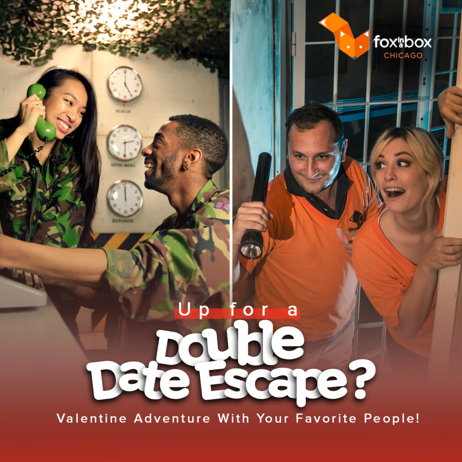 Valentine's Day escape room Facebook ad