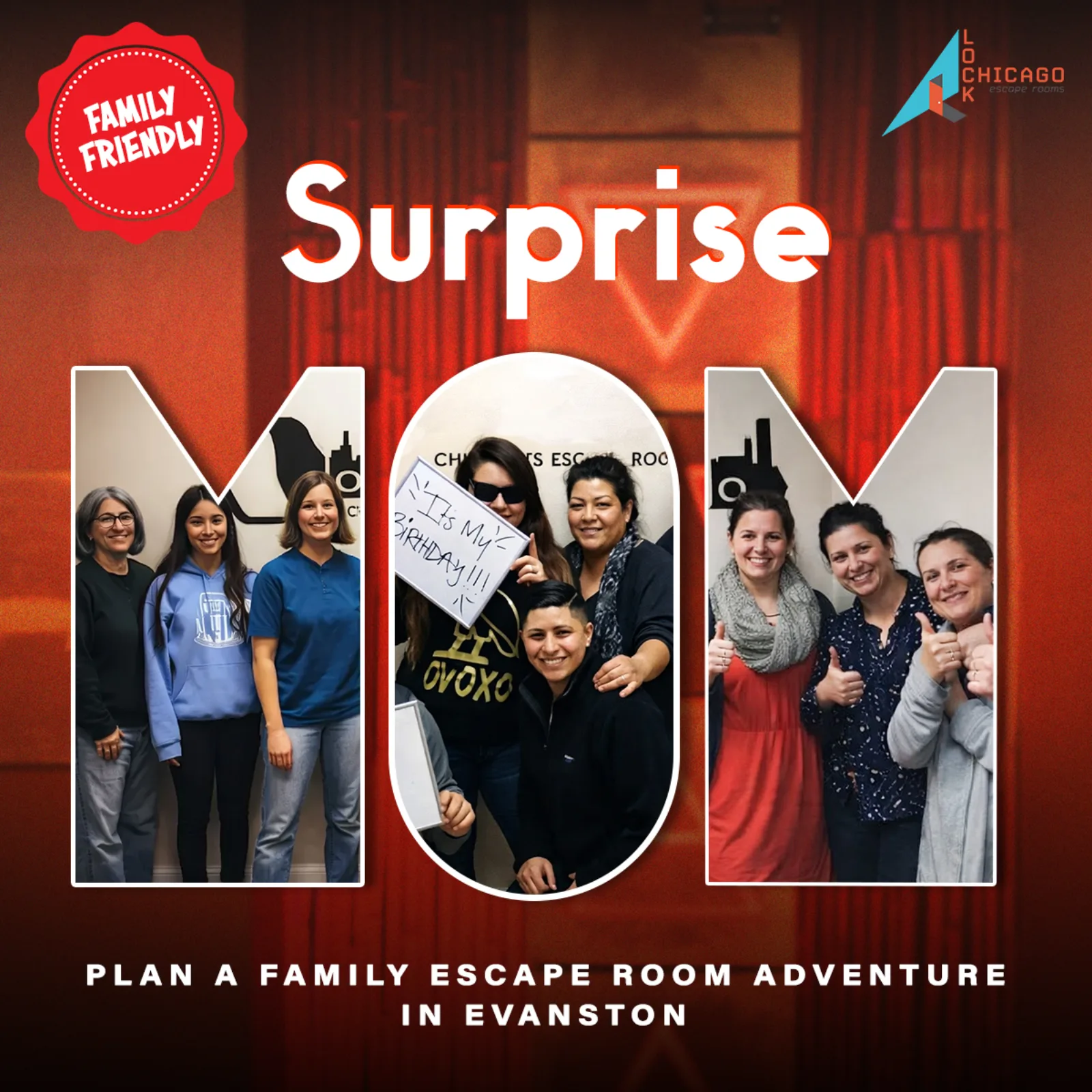 Mother's Day escape room Facebook ad