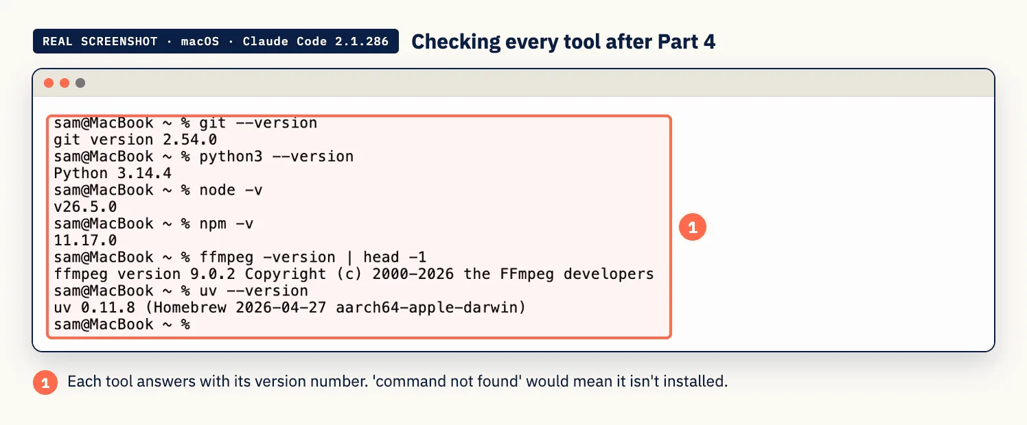 Real screenshot: checking every tool