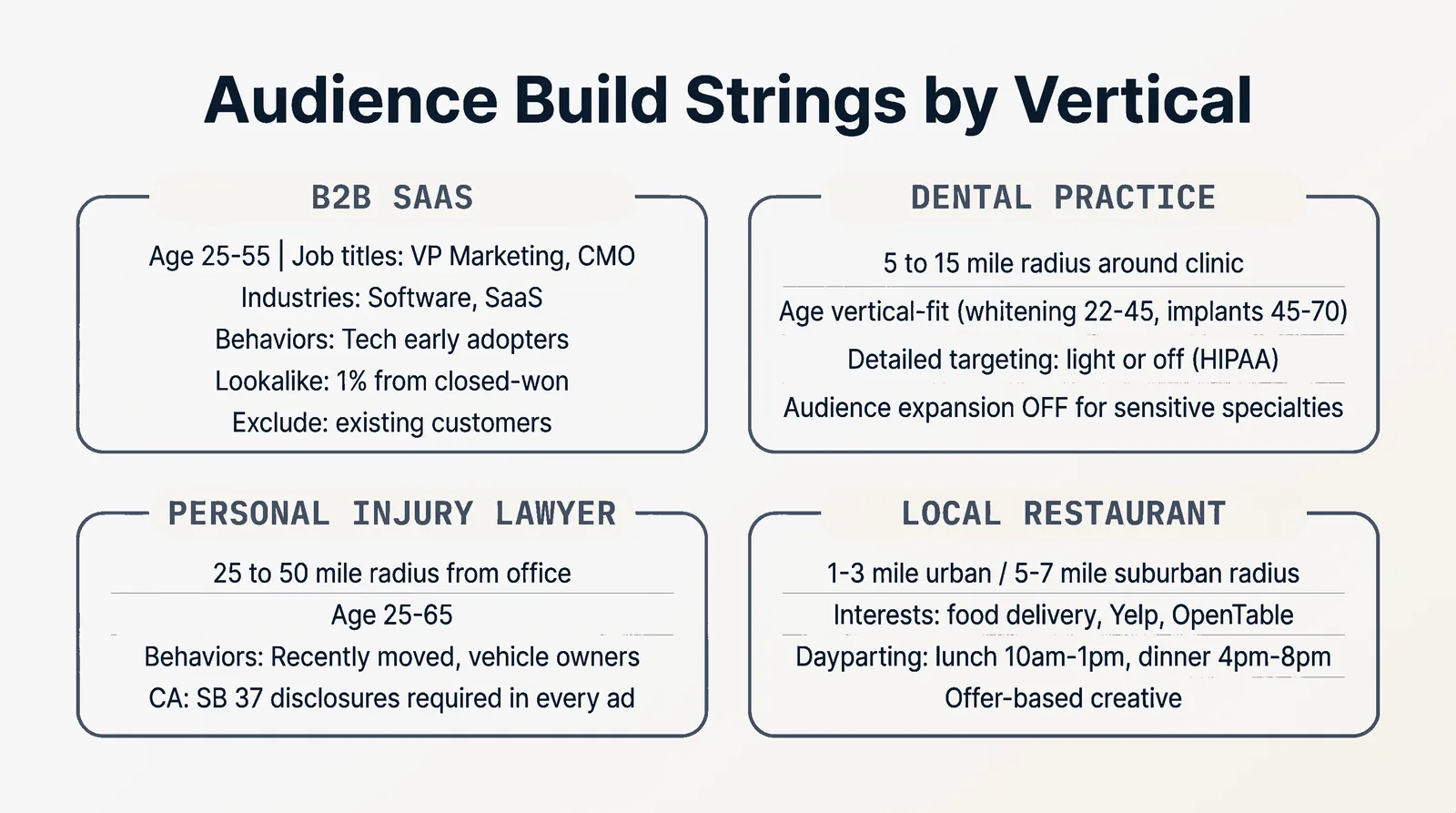 Audience Build Strings by Vertical