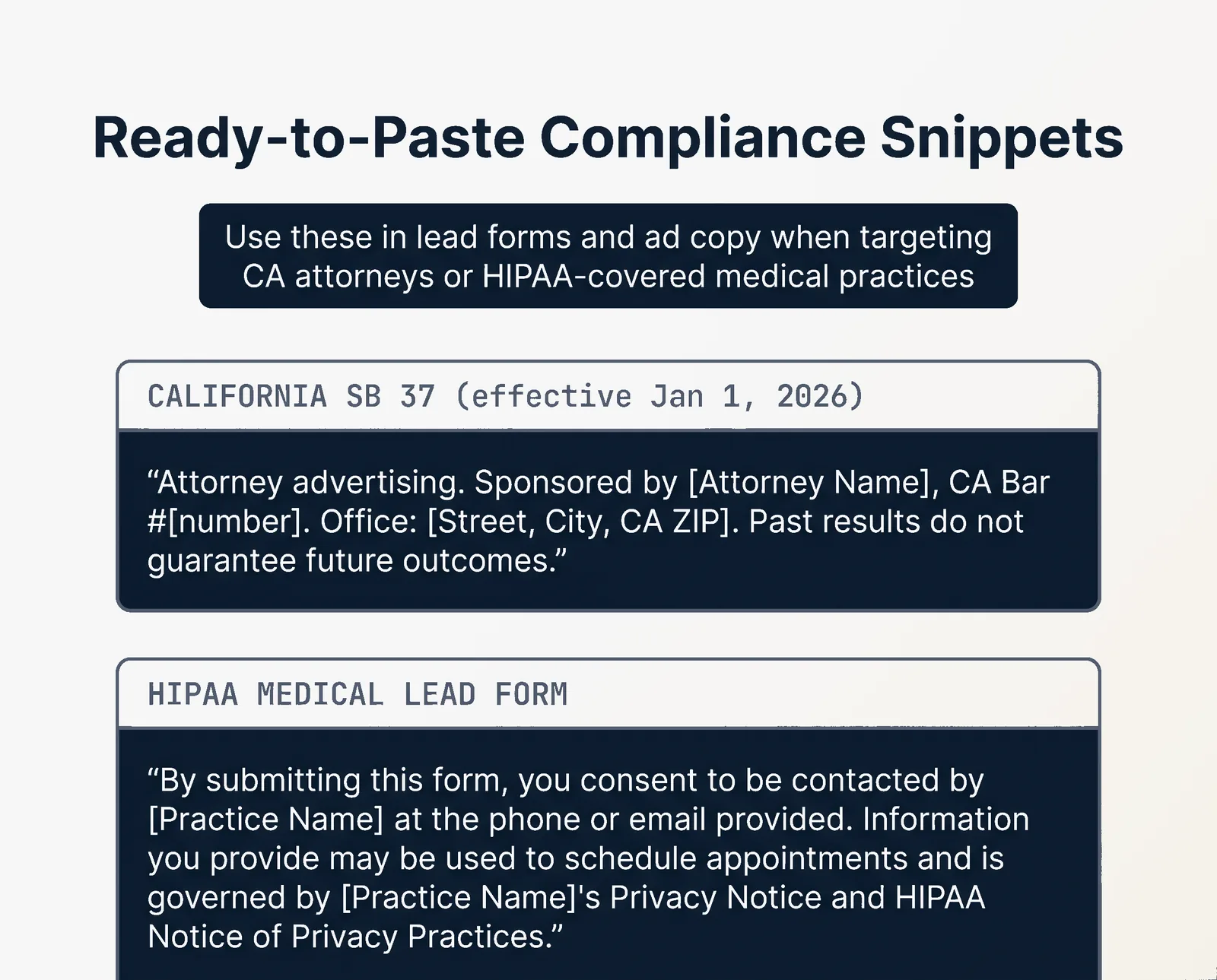 Ready-to-Paste Compliance Snippets