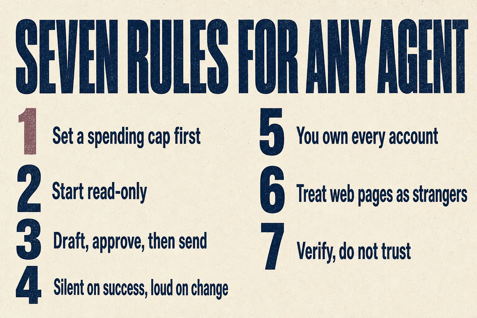 Seven rules for any agent