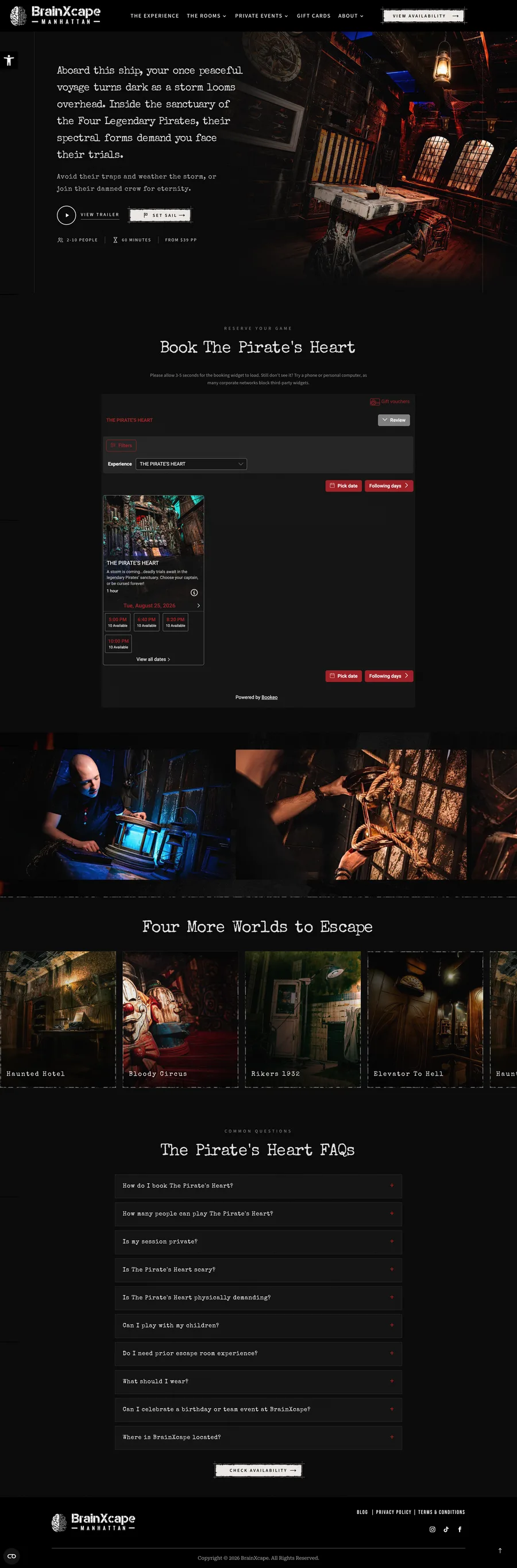 A page from the BrainXcape website, designed by Massive Impact.