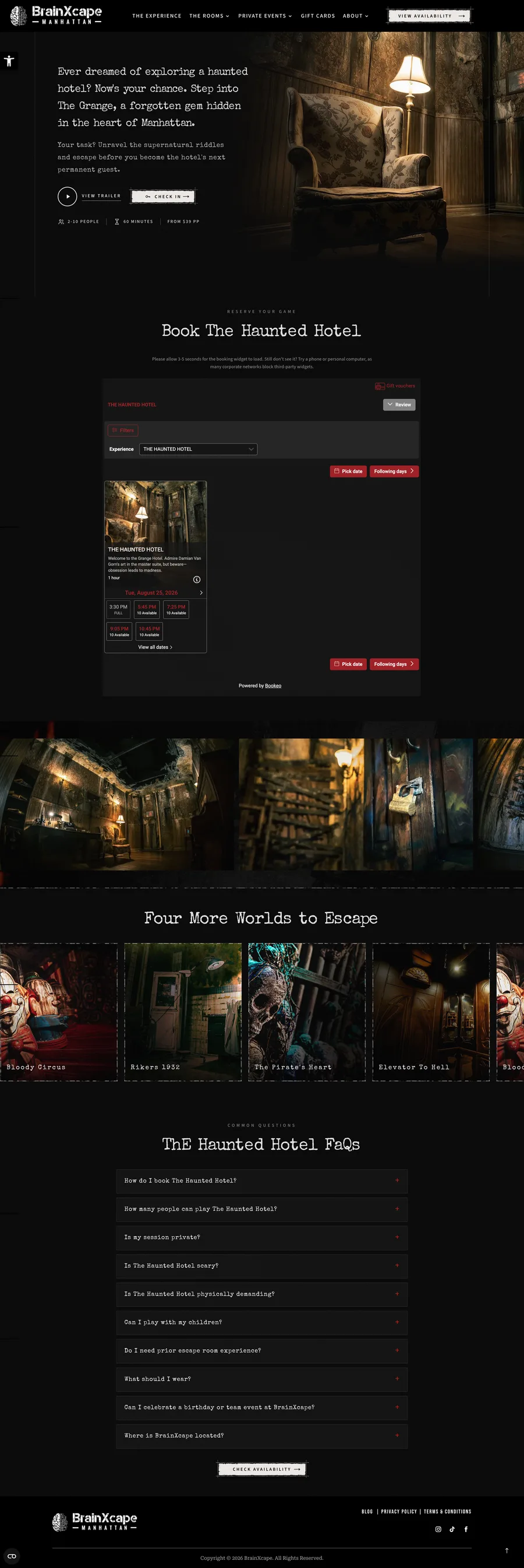 A page from the BrainXcape website, designed by Massive Impact.