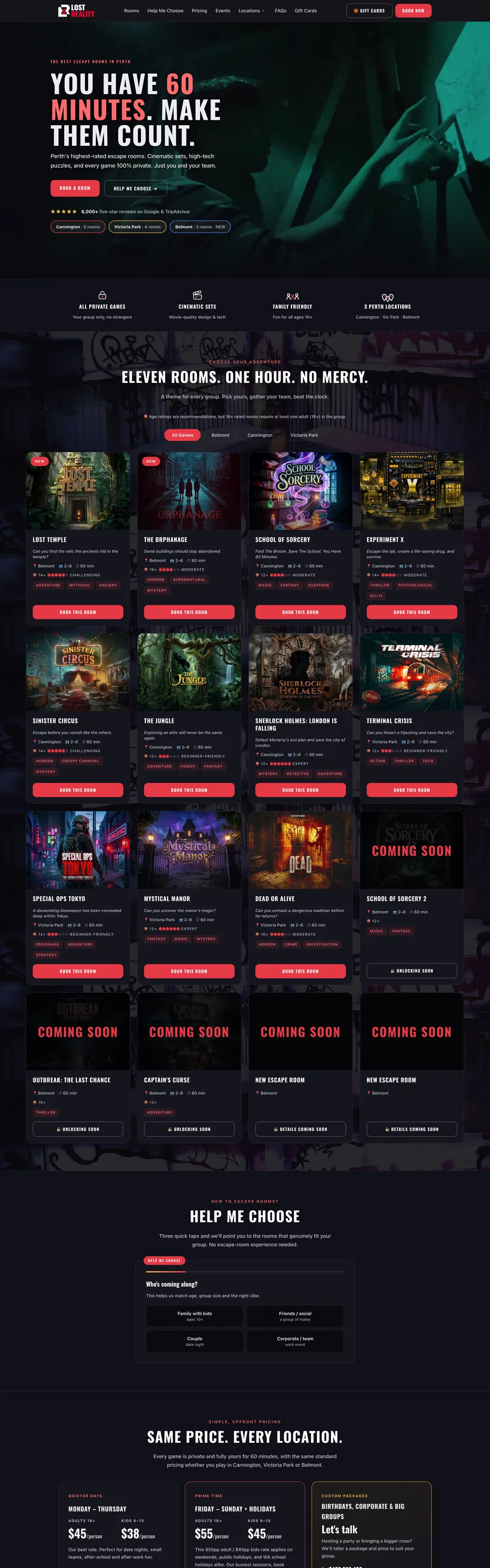 A page from the Lost Reality website, designed by Massive Impact.