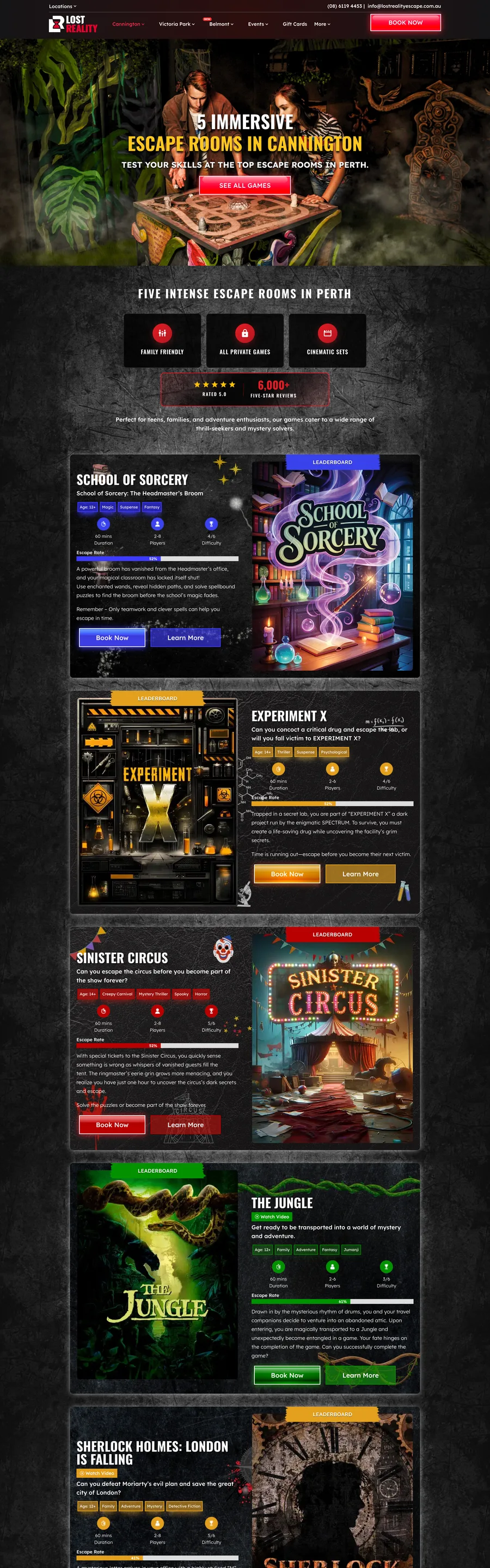 A page from the Lost Reality website, designed by Massive Impact.