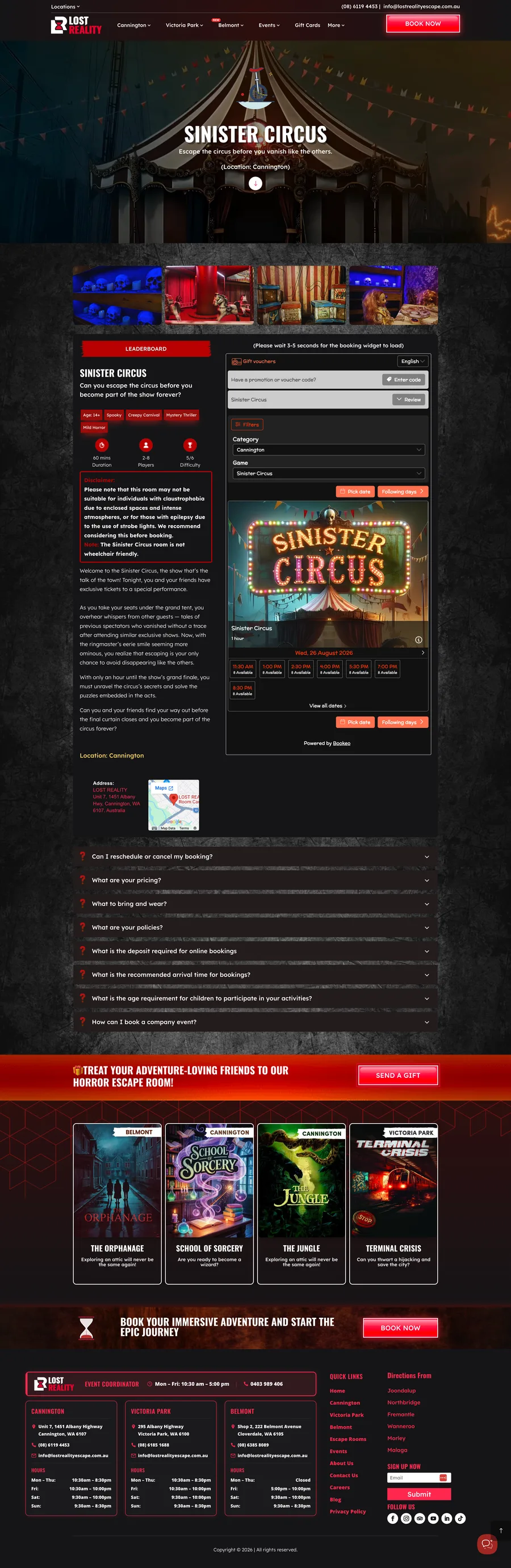 A page from the Lost Reality website, designed by Massive Impact.