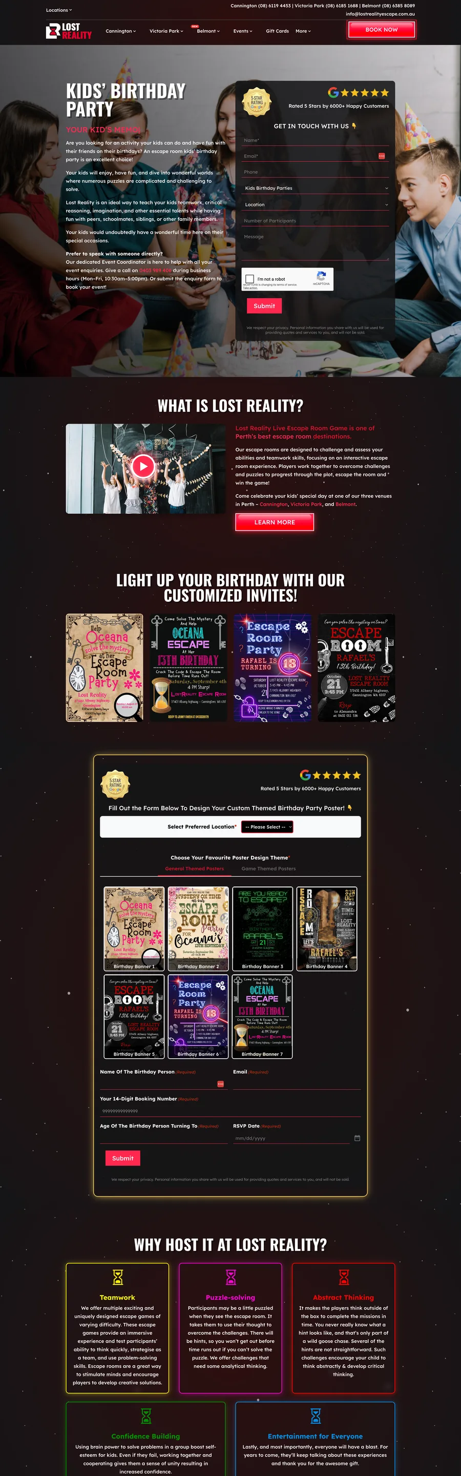 A page from the Lost Reality website, designed by Massive Impact.