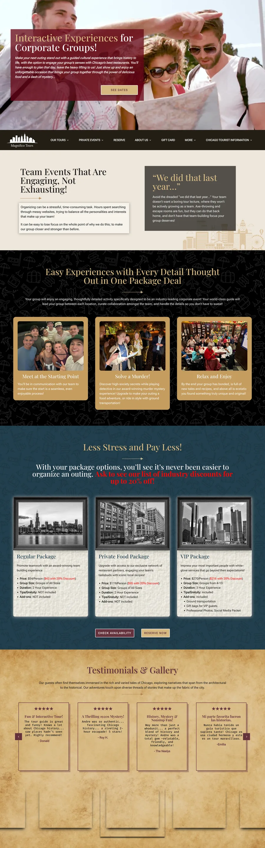 A page from the Magnifico Tours website, designed by Massive Impact.