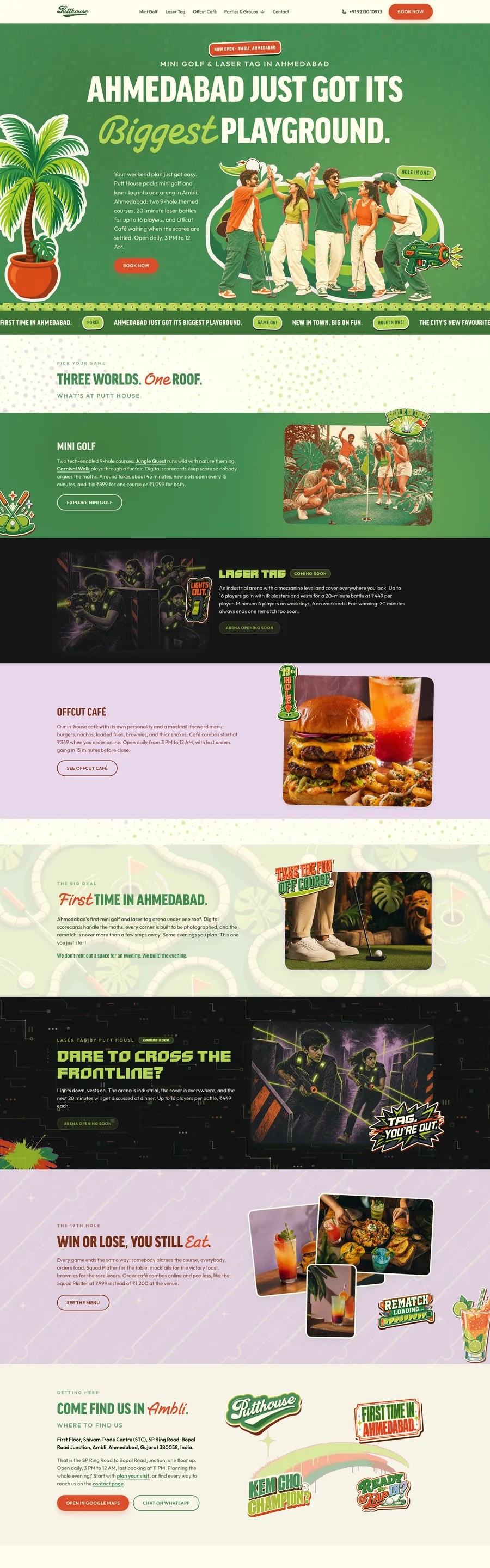 A page from the Putt House website, designed by Massive Impact.