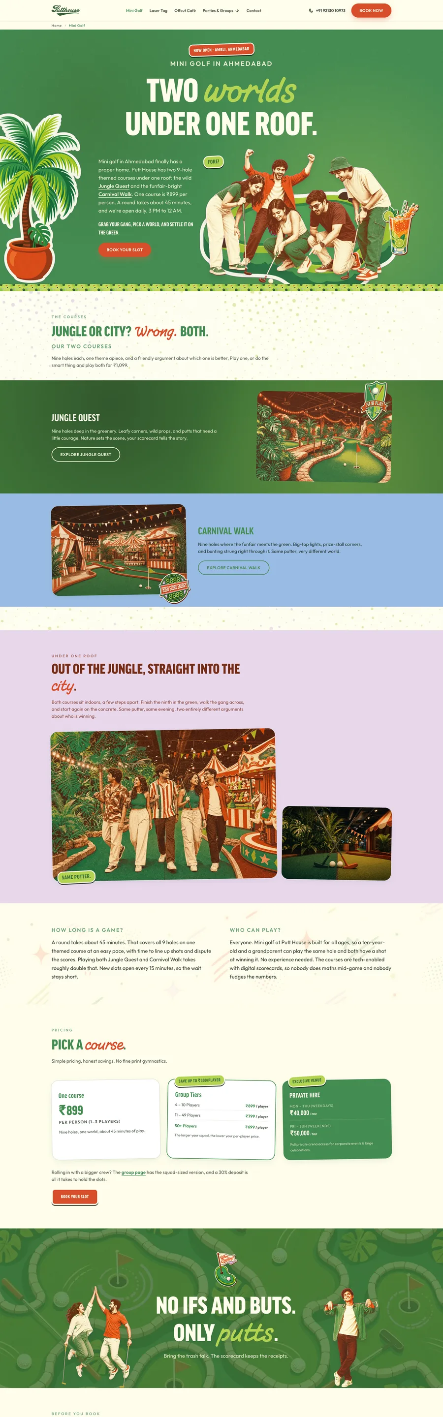 A page from the Putt House website, designed by Massive Impact.