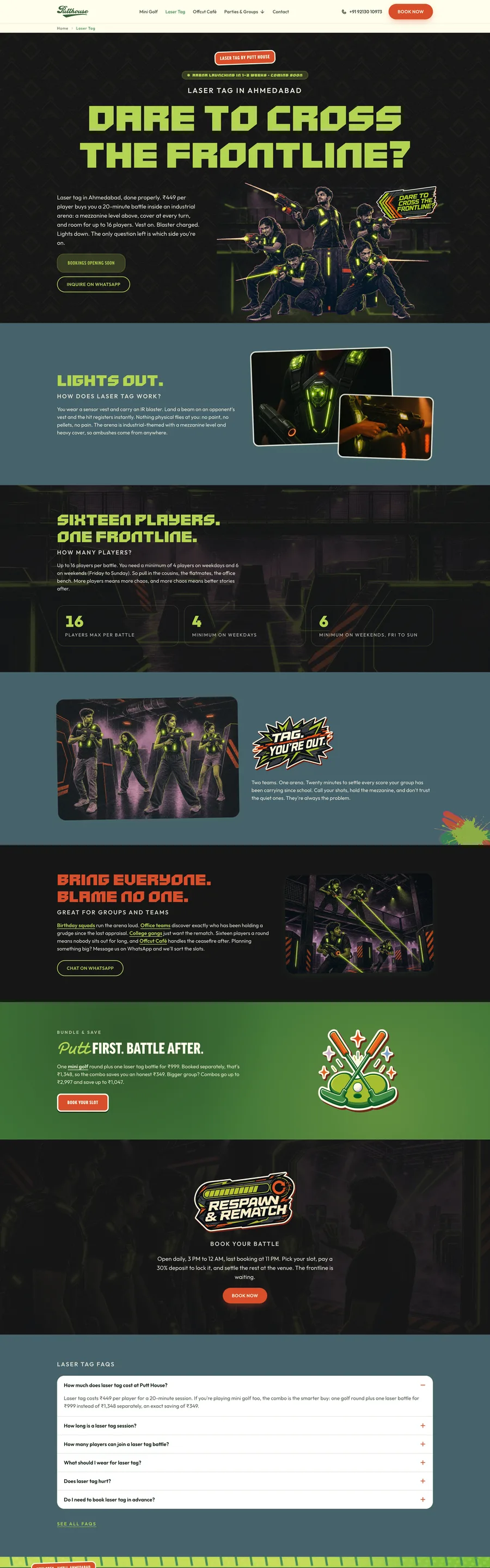 A page from the Putt House website, designed by Massive Impact.