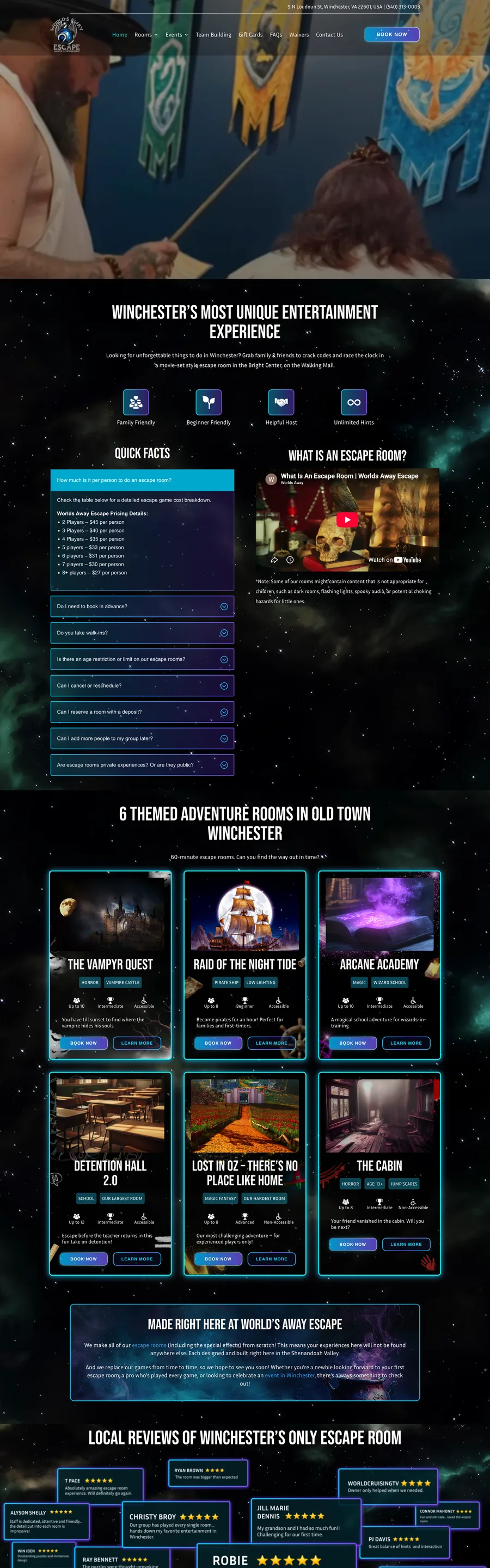 A page from the Worlds Away website, designed by Massive Impact.