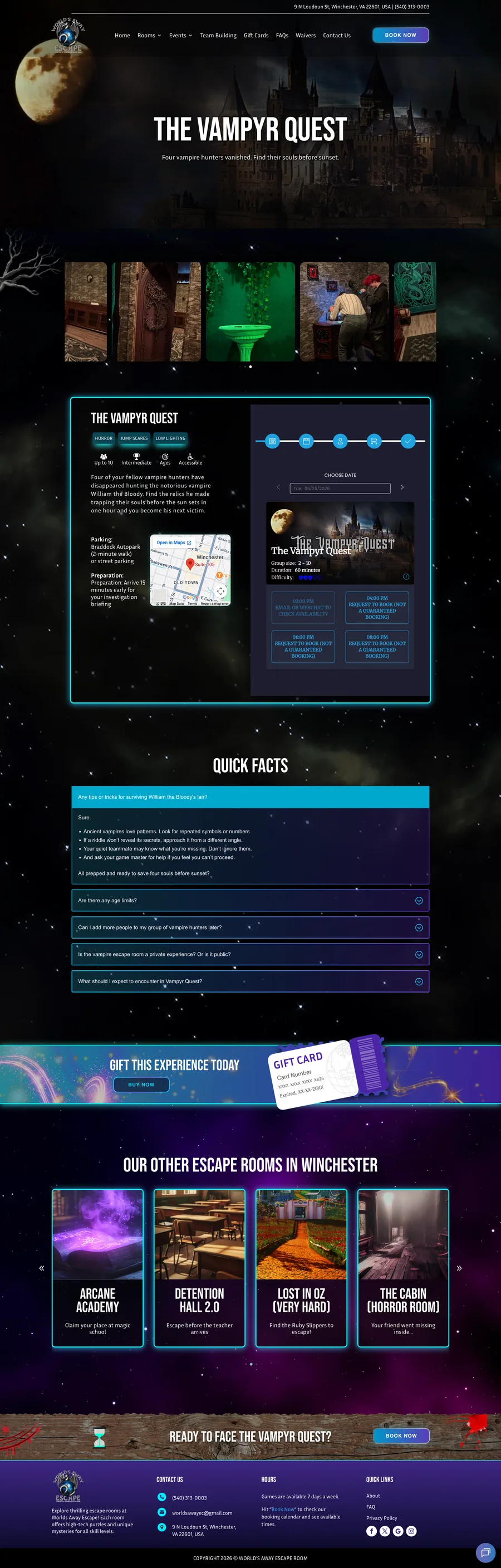 A page from the Worlds Away website, designed by Massive Impact.