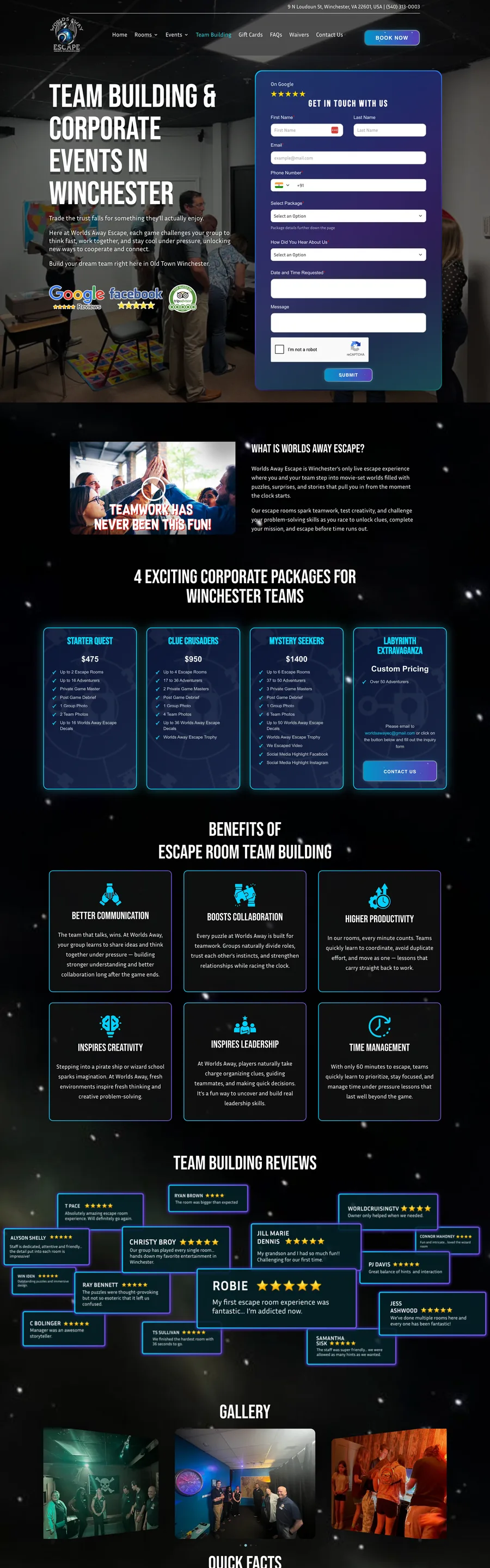 A page from the Worlds Away website, designed by Massive Impact.