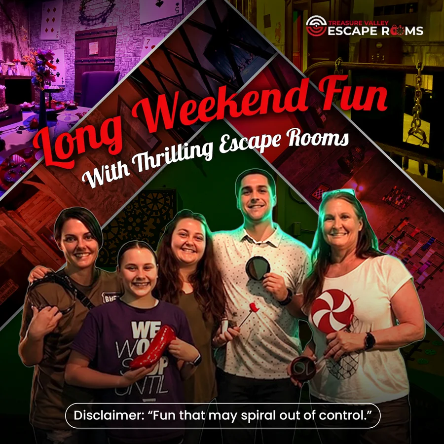 A real long-weekend promotion ad creative Massive Impact designed for an escape-room account.