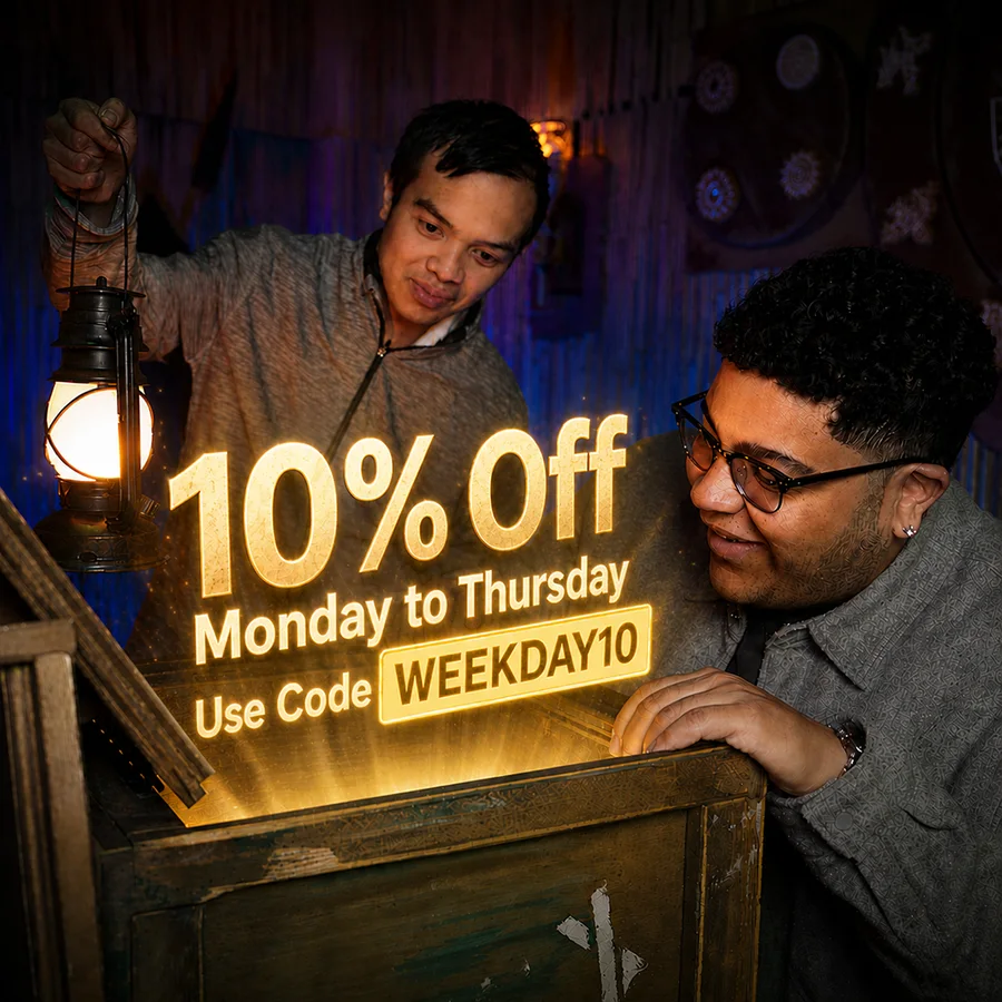 A real weekday-offer ad creative Massive Impact designed to fill off-peak slots for an escape-room account.
