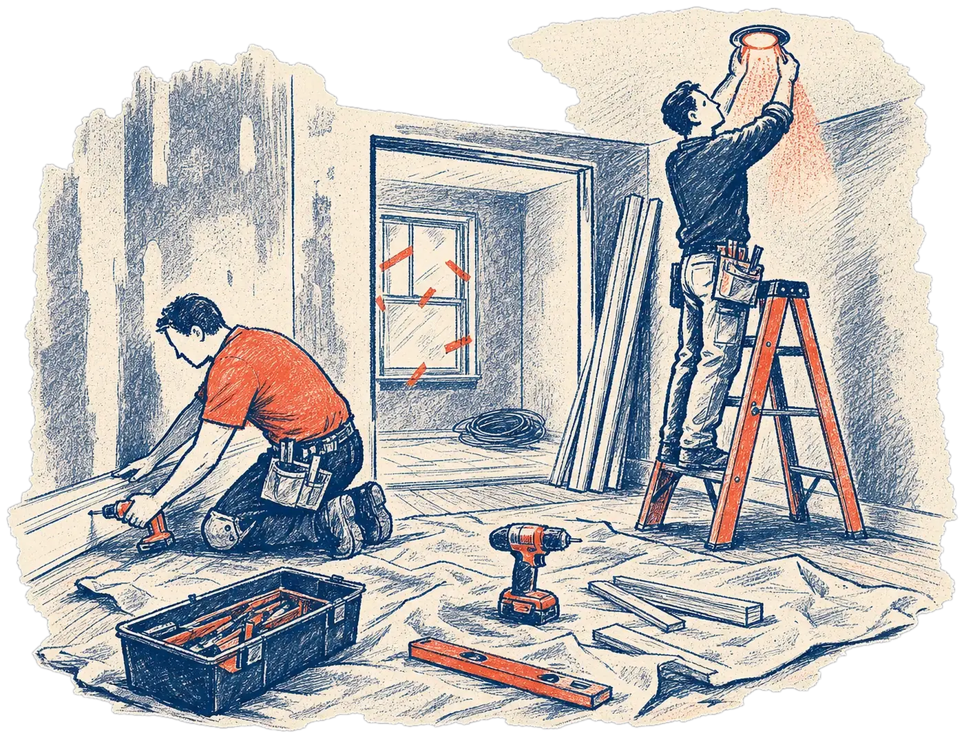 A home-services crew on the job, ready to work.
