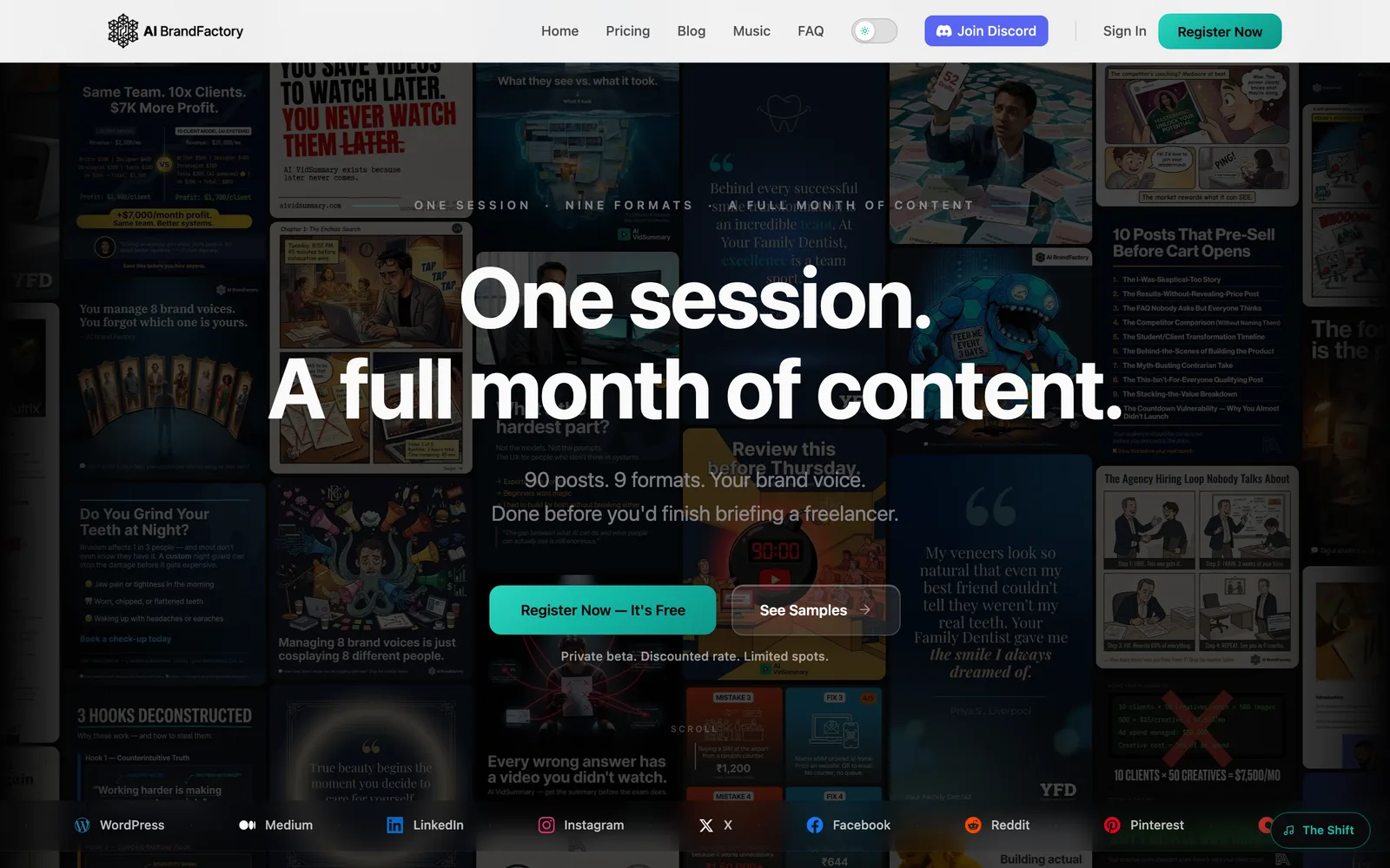 The AI BrandFactory product interface, an AI content tool built by Massive Impact.