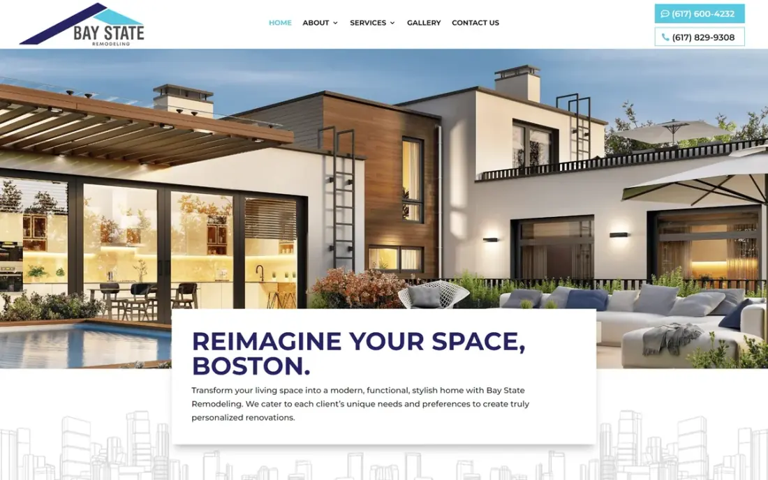 The Bay State Remodeling website, a design-build luxury remodeler in Greater Boston, built by Massive Impact.