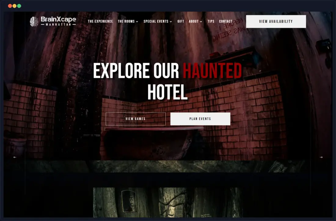 The BrainXcape website, a high-volume escape room in New York City, built by Massive Impact.