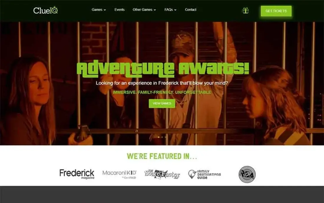 The ClueIQ escape room website, built by Massive Impact.