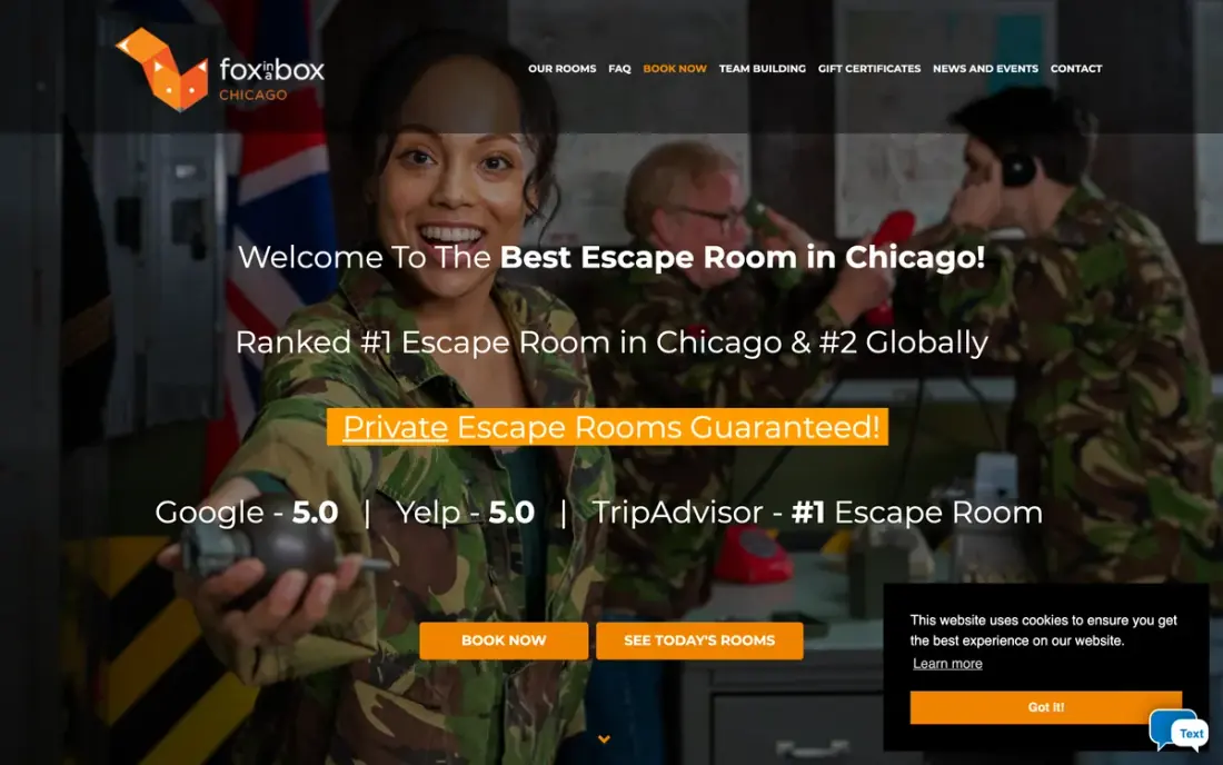 The Fox in a Box Chicago website. Massive Impact ran their marketing.