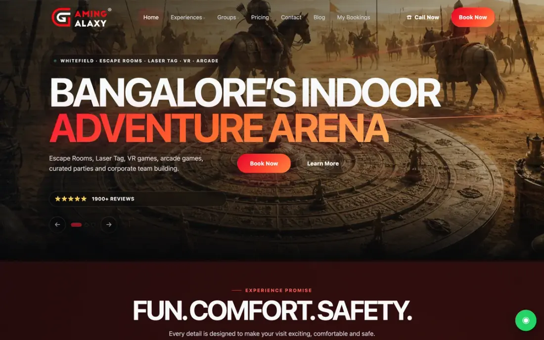 The Gamingalaxy website in Bangalore. Massive Impact ran their Google Ads.