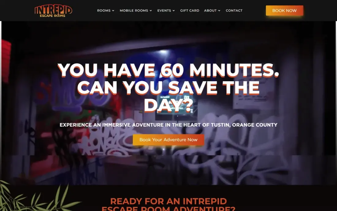 The Intrepid Escape Rooms website, built by Massive Impact.