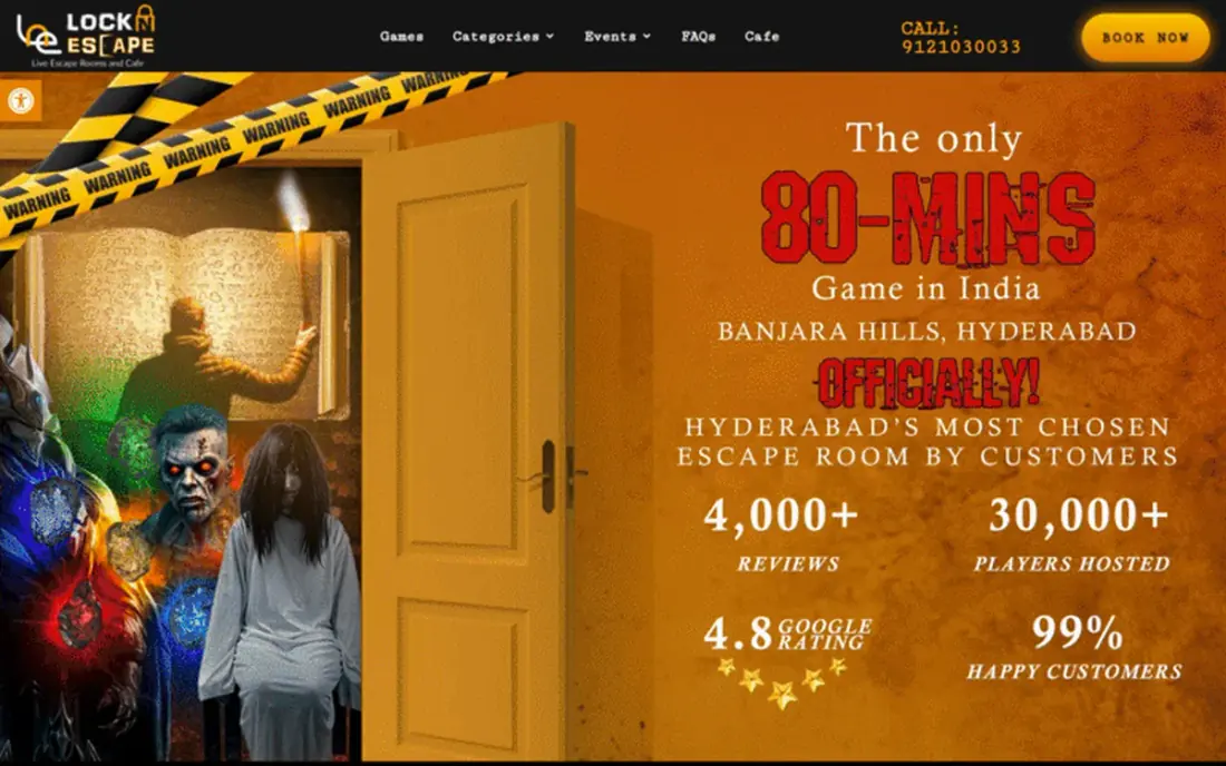 The Lock N Escape website, escape rooms, built by Massive Impact.