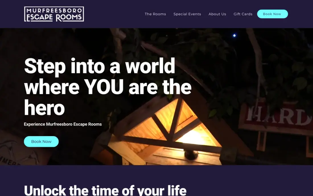 The Murfreesboro Escape Rooms website. Massive Impact ran their Google Ads.