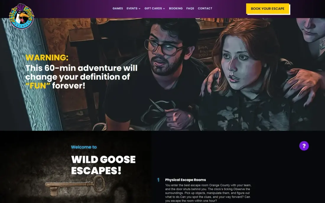 The Wild Goose Escapes website, built by Massive Impact.